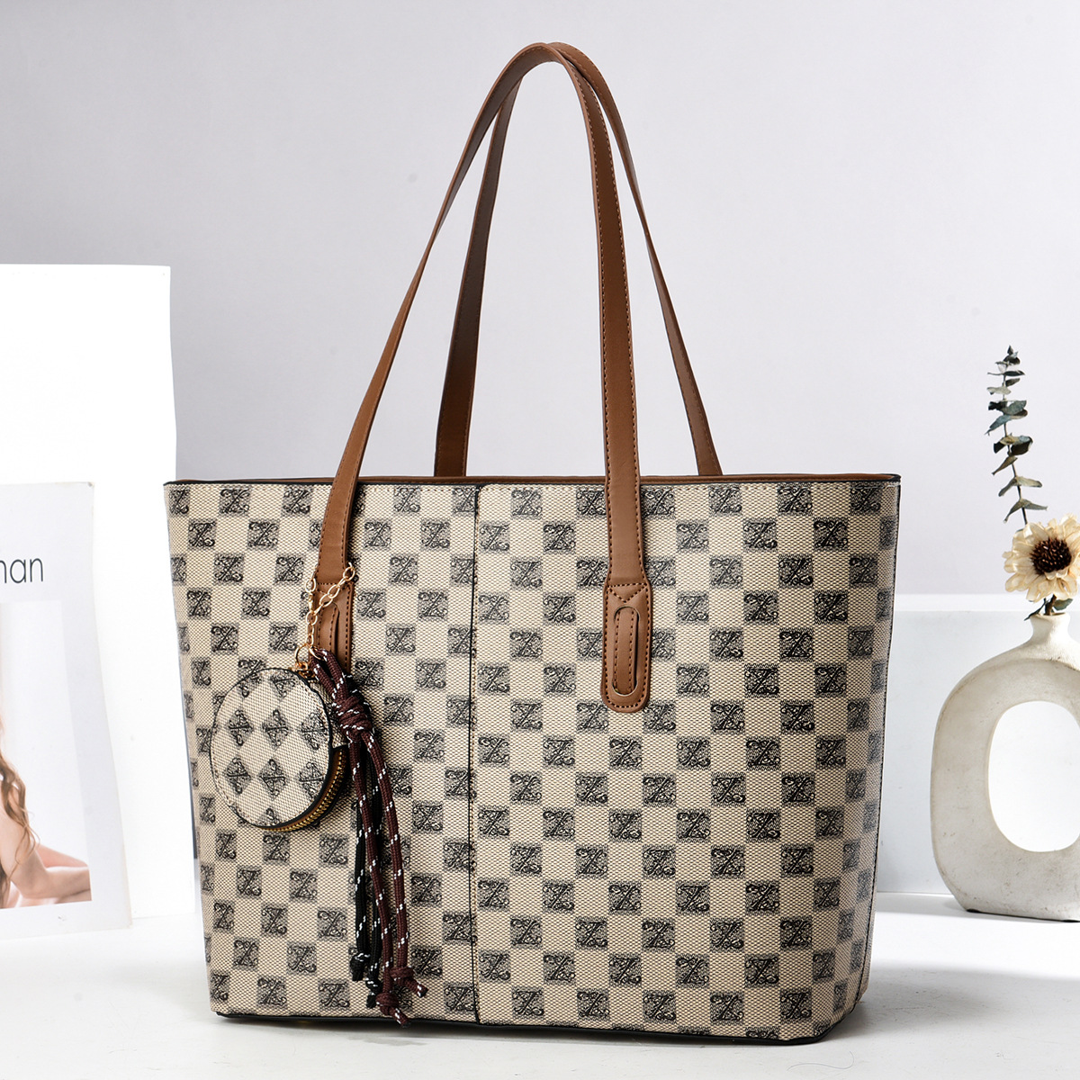Leather Work Handbags For Women - Tote Bags PU Leather Purses and