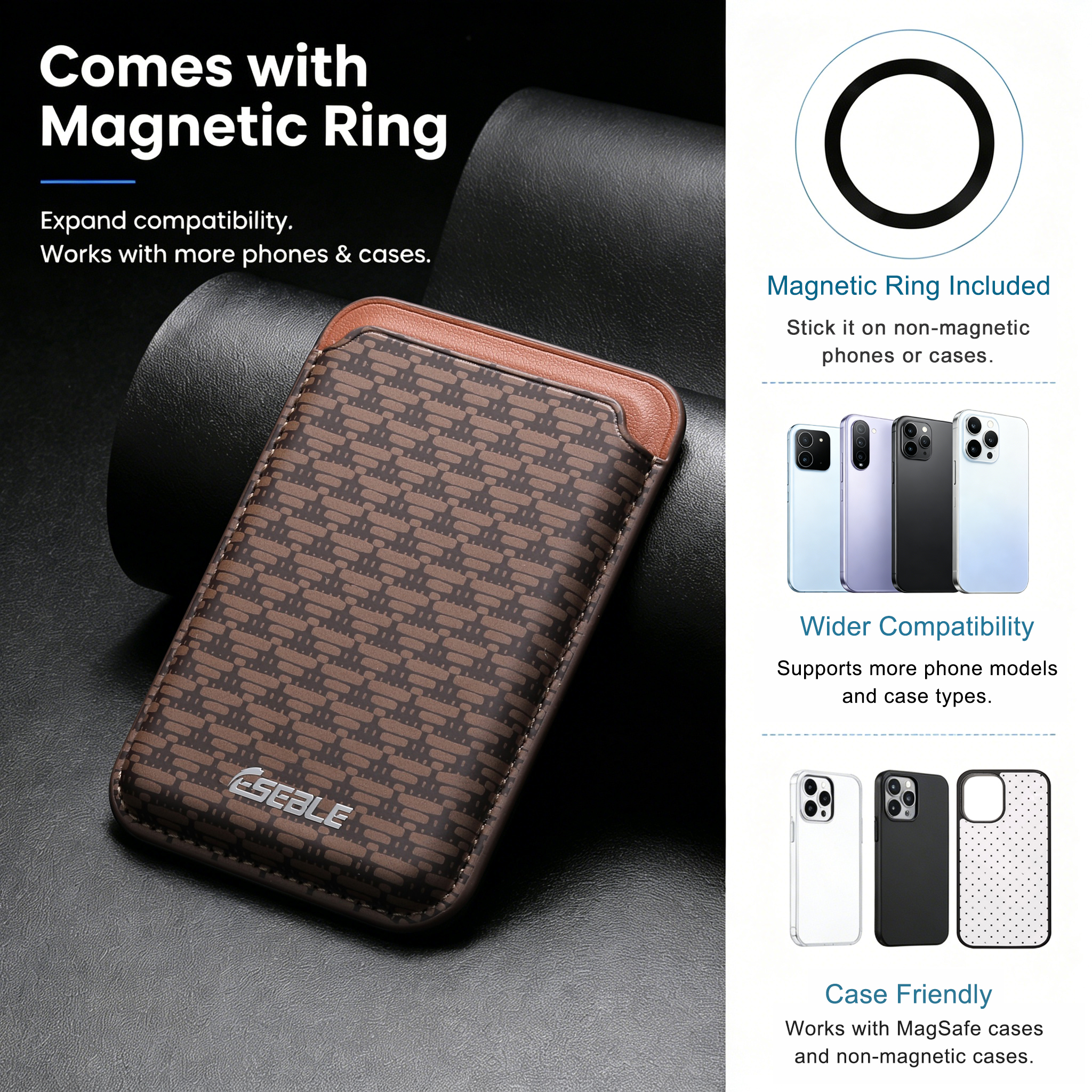 Leather Working - Strong Magnetic Slim Card Holder Compatible