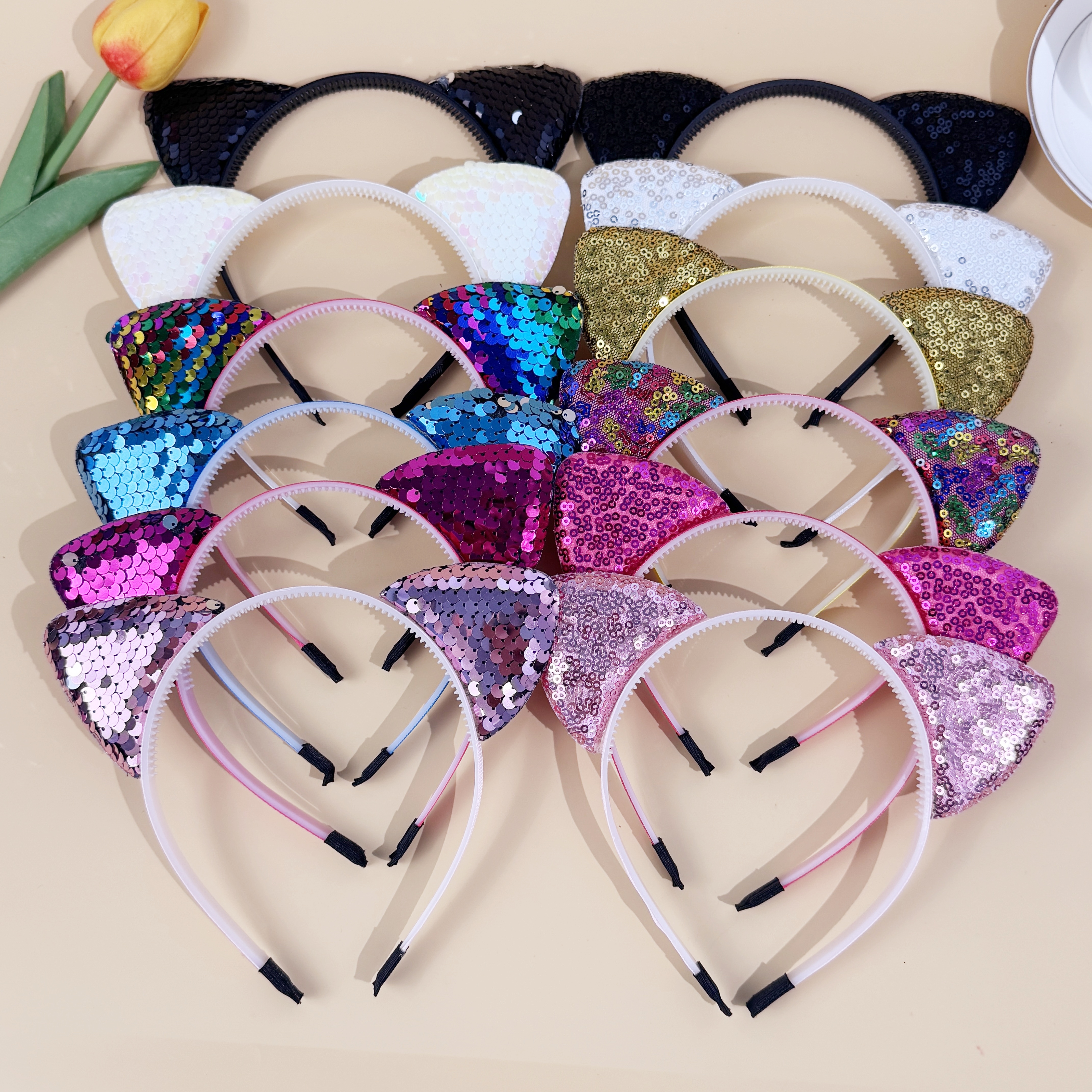 6/12pcs Sequin Cat Ear Headban - Leatherwork Pony recensione e prezzo