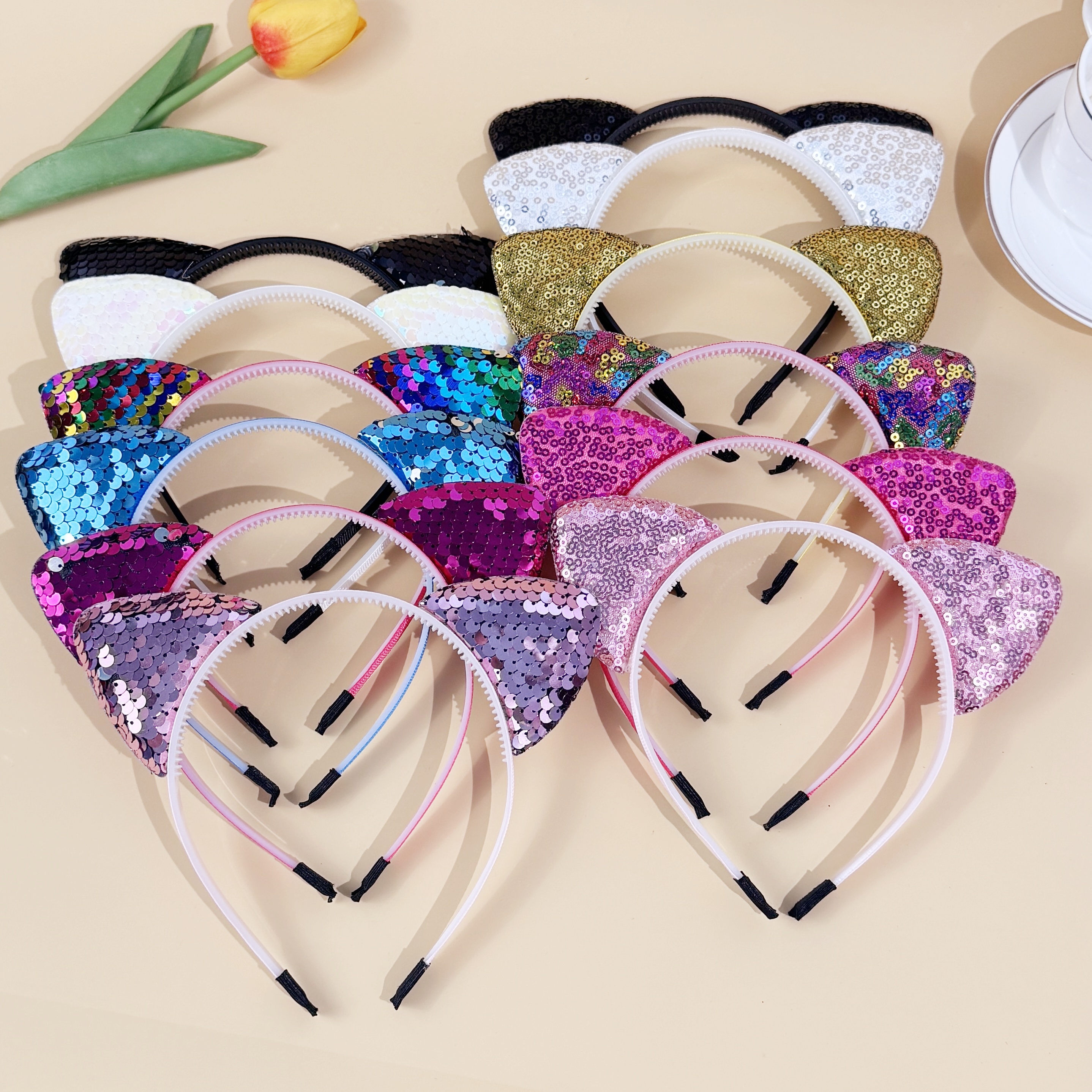 6/12pcs Sequin Cat Ear Headban - Leatherwork Pony recensione e prezzo