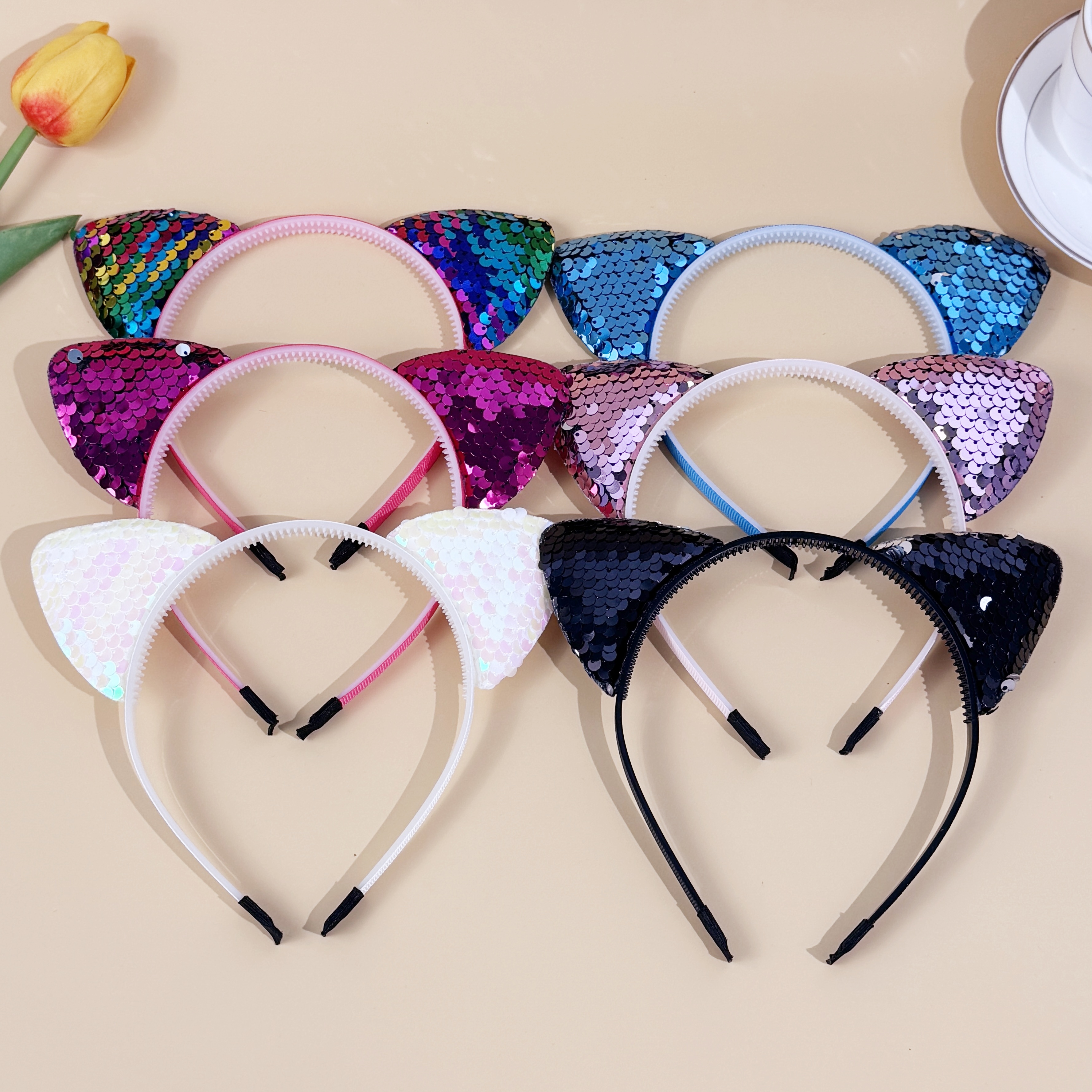6/12pcs Sequin Cat Ear Headban - Leatherwork Pony recensione e prezzo