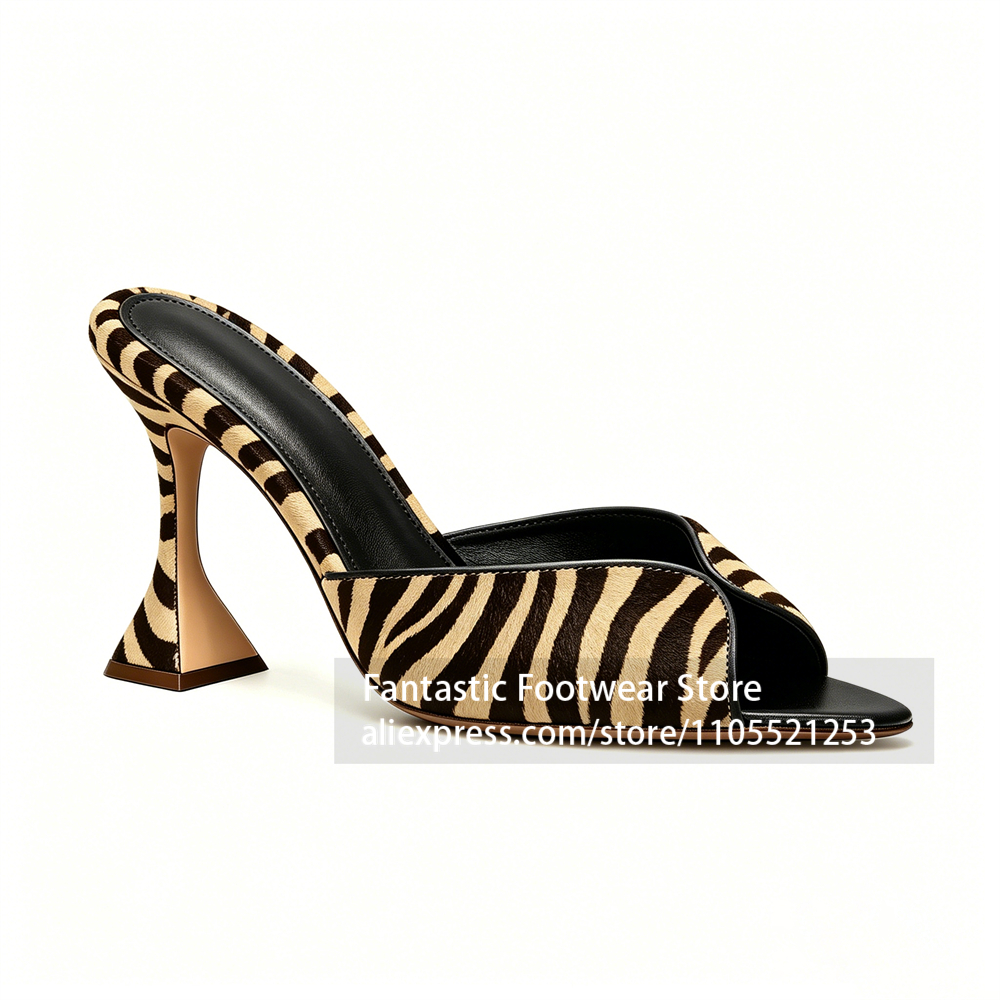Zebra Print Open Toe Flared He - Leatherwork Pony recensione e prezzo