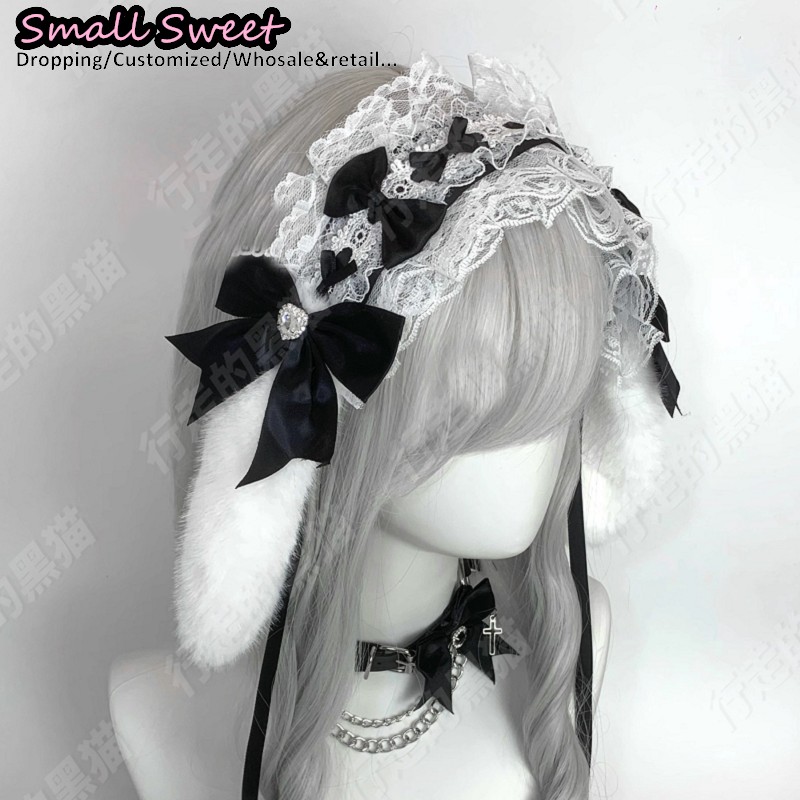 Goth Bunny Ear Bow Hair bands  - Leatherwork Pony recensione e prezzo
