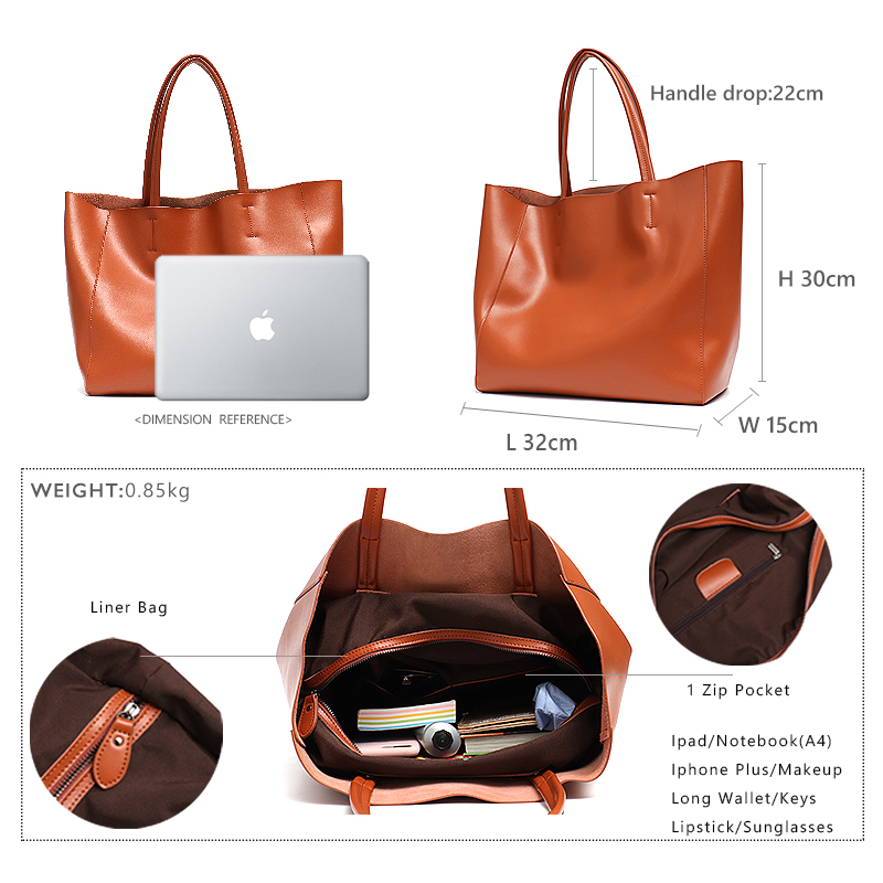 Minimalist Big Tote Bag Women  - Leather Work Handbags For Women recensione e prezzo