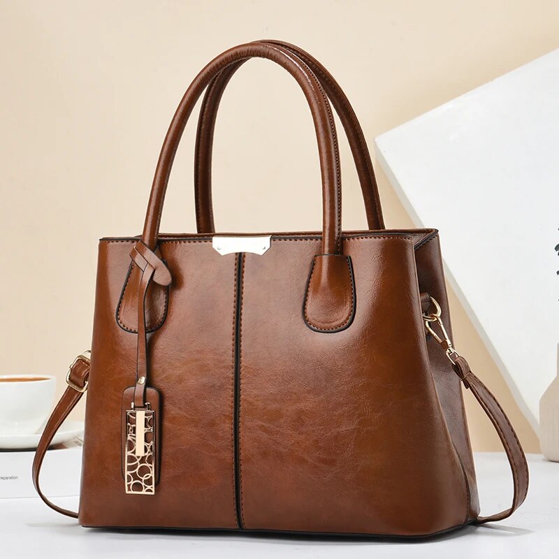 Retro Solid Color Handbags For - Leather Work Handbags For Women recensione e prezzo