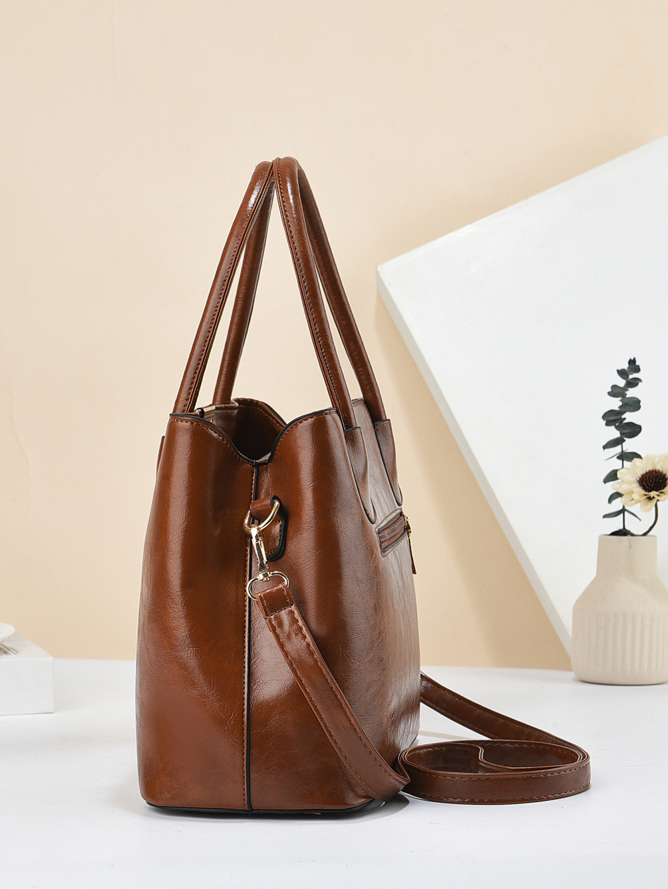 Retro Solid Color Handbags For - Leather Work Handbags For Women recensione e prezzo