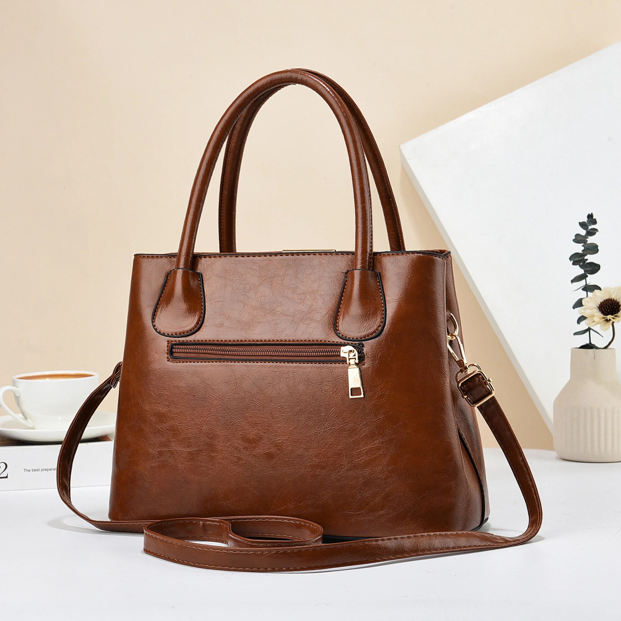 Retro Solid Color Handbags For - Leather Work Handbags For Women recensione e prezzo